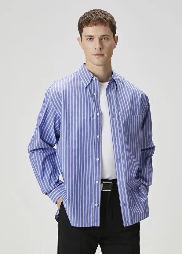 The Row Mavi Çizgi Desenli Gömlek